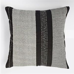 Rejuvenation Woven Alpaca Striped 24" Pillow Cover | Gray Black